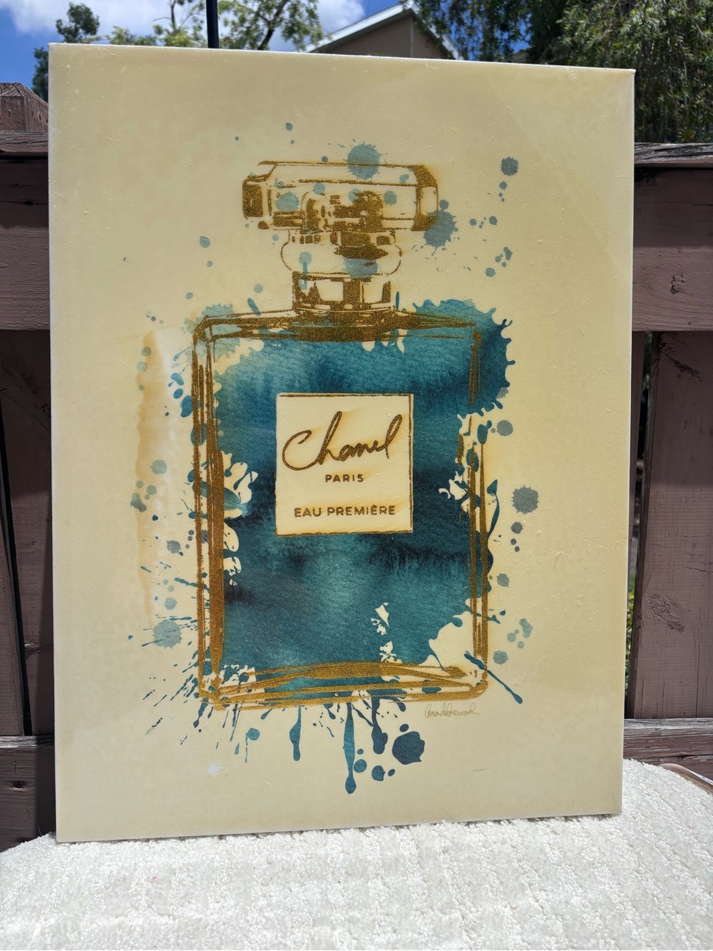 CHANEL Blue and Gold Perfume Bottle Artwork - Picture 3 of 7